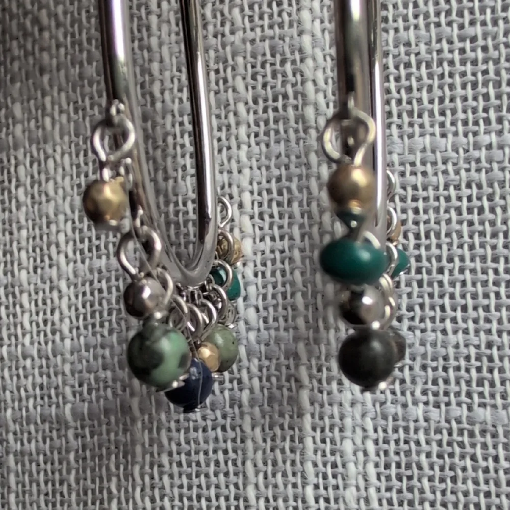 J. Jill Silver Hoop Earrings with Teal Beads